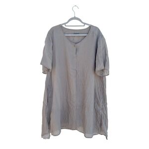 Oska Taupe Striped Oversized Dress Size 4 Regular Modal Tencel Blend‎